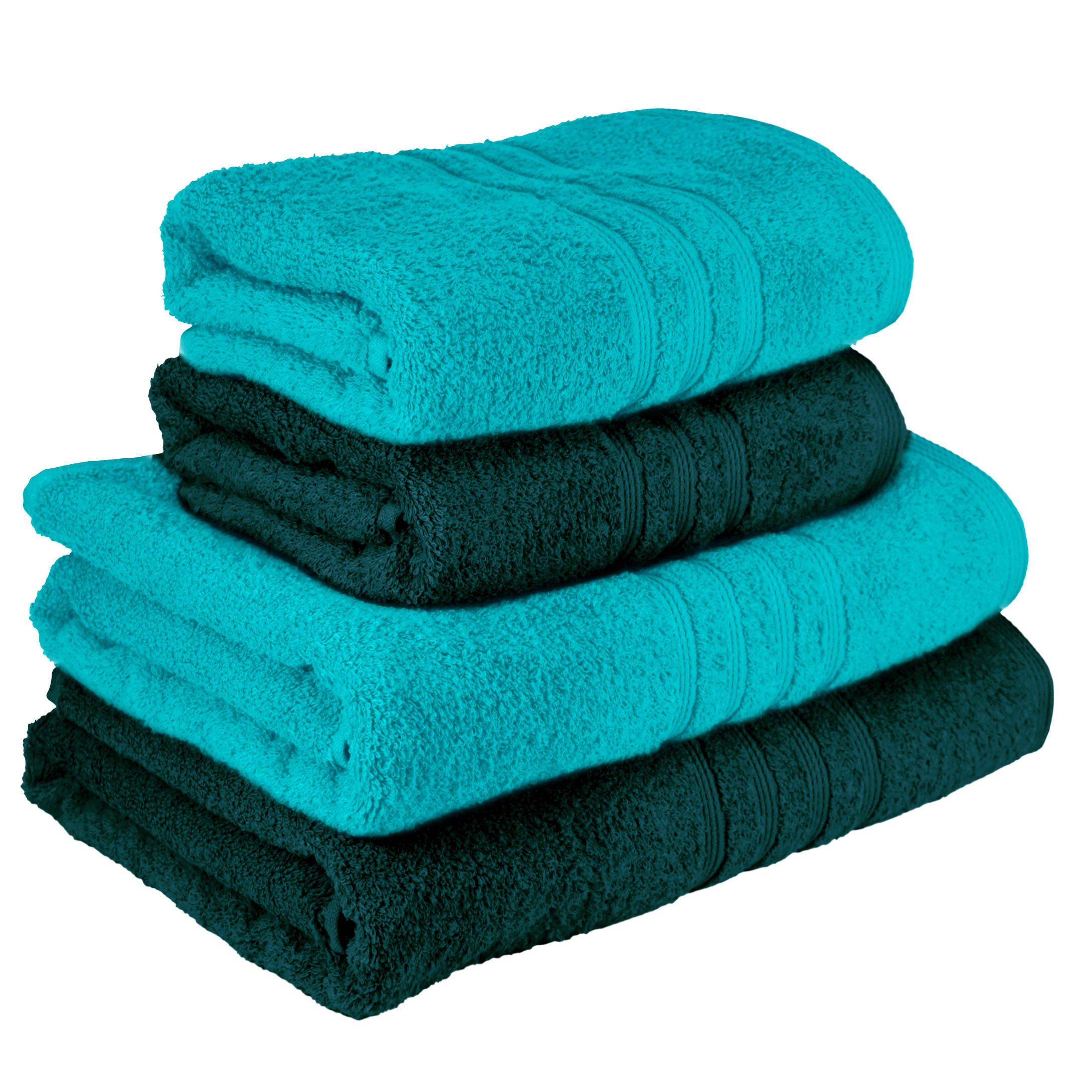 HANDTUCH Set London 4-teilig, 2x Handtuch 50x100 + 2x Duschtuch 70x140 Nautic - Opal - Grün, Textil (70/140cm) - Lashuma