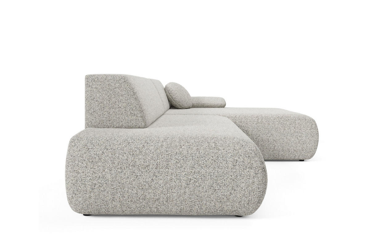 ECKSOFA DELTA R-S Hellgrau Geflochtener Stoff mit Schlaffunktion - Hellgrau, Holz (286/173.5cm) - MASSENO