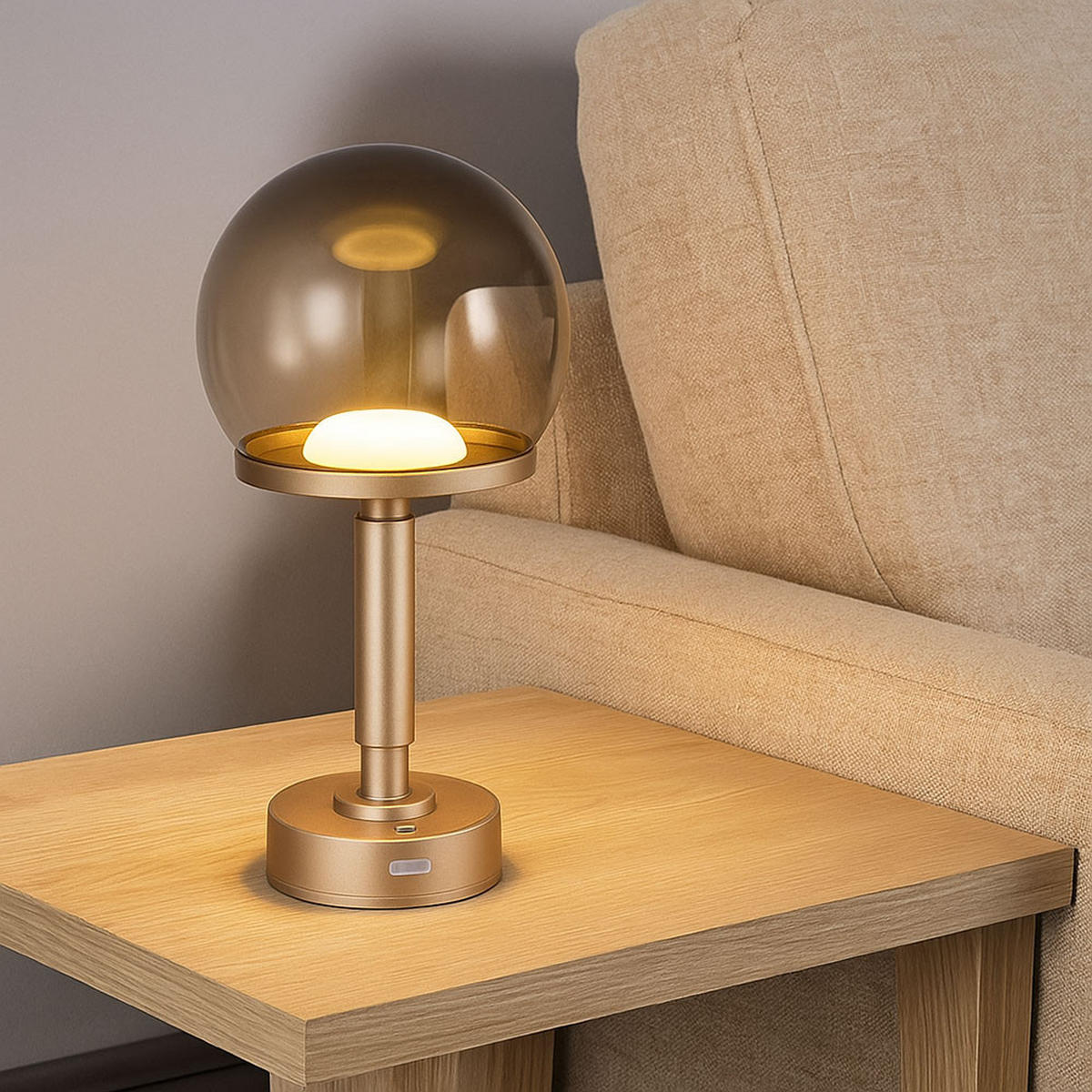 LED TISCHLEUCHTE HAKU Champagner 2er Set - Champagner, Kunststoff (15/15/31.5cm) - Globo Lighting