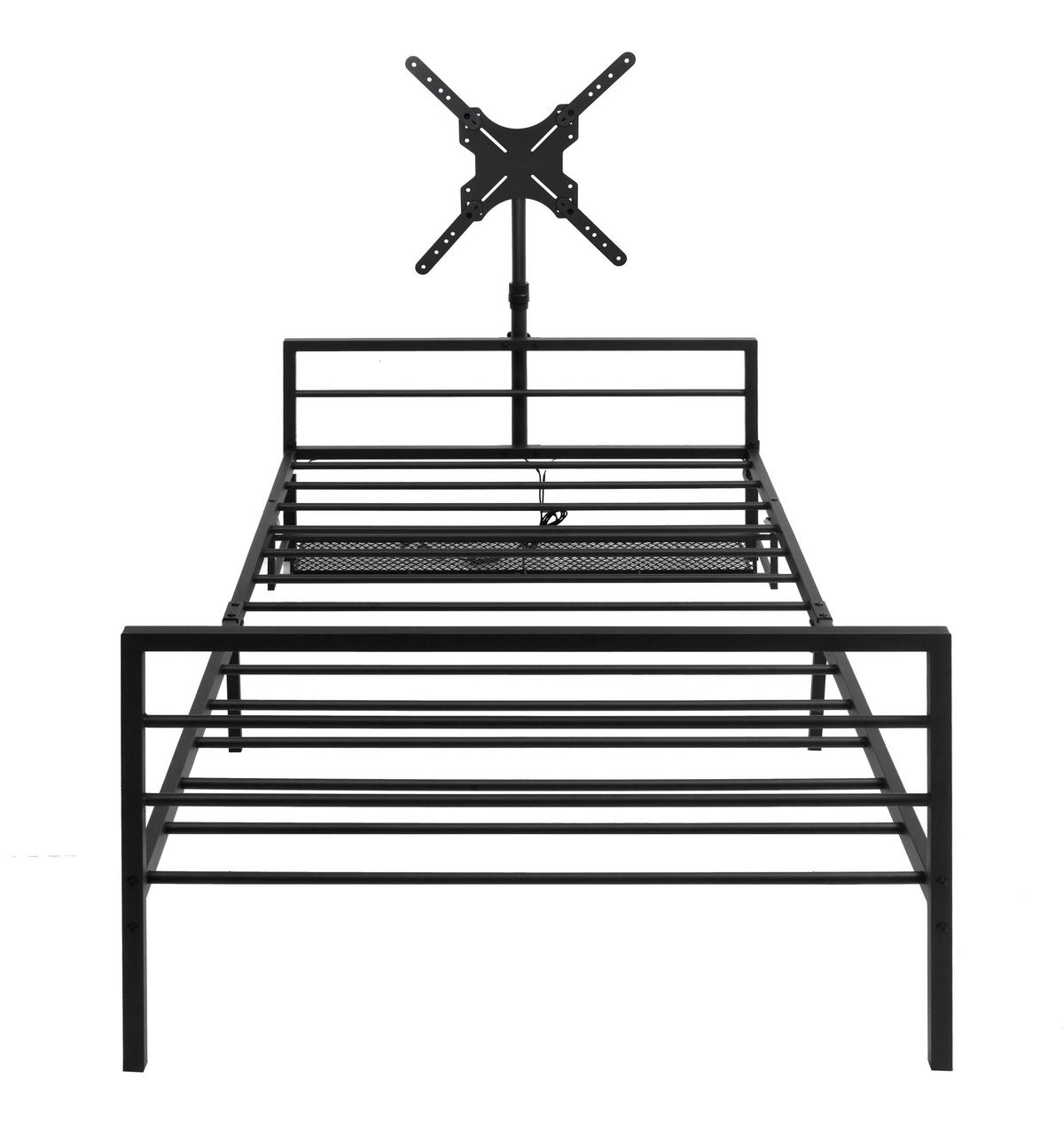 METALLBETT 90/200 cm Schwarz mit LED-Beleuchtung und Unterbett-Aufbewahrungskörben - Schwarz, Metall (90/200cm) - Oxeza