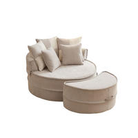 XXL-SESSEL DE-35026 mit Hocker und 5 Kissen Grau - Grau, Textil (121/66/163cm) - ComfortXL