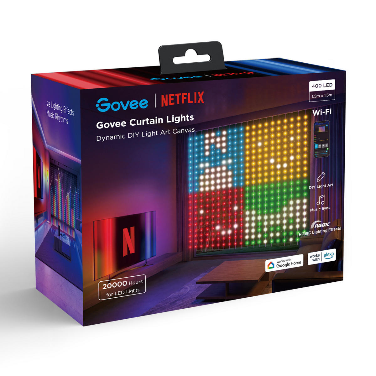 LICHTERVORHANG Netflix RGBIC, 520 LEDs, 150 x 150 cm - Multicolor, Kunststoff (1.1cm) - Govee
