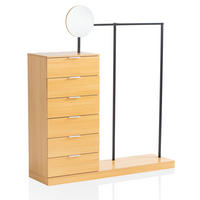 GARDEROBE Eiche-Dekor 145x165x40cm mit Spiegel und Kommode - Eichefarben/Braun, Glas (145/165/40cm) - KADIMA DESIGN