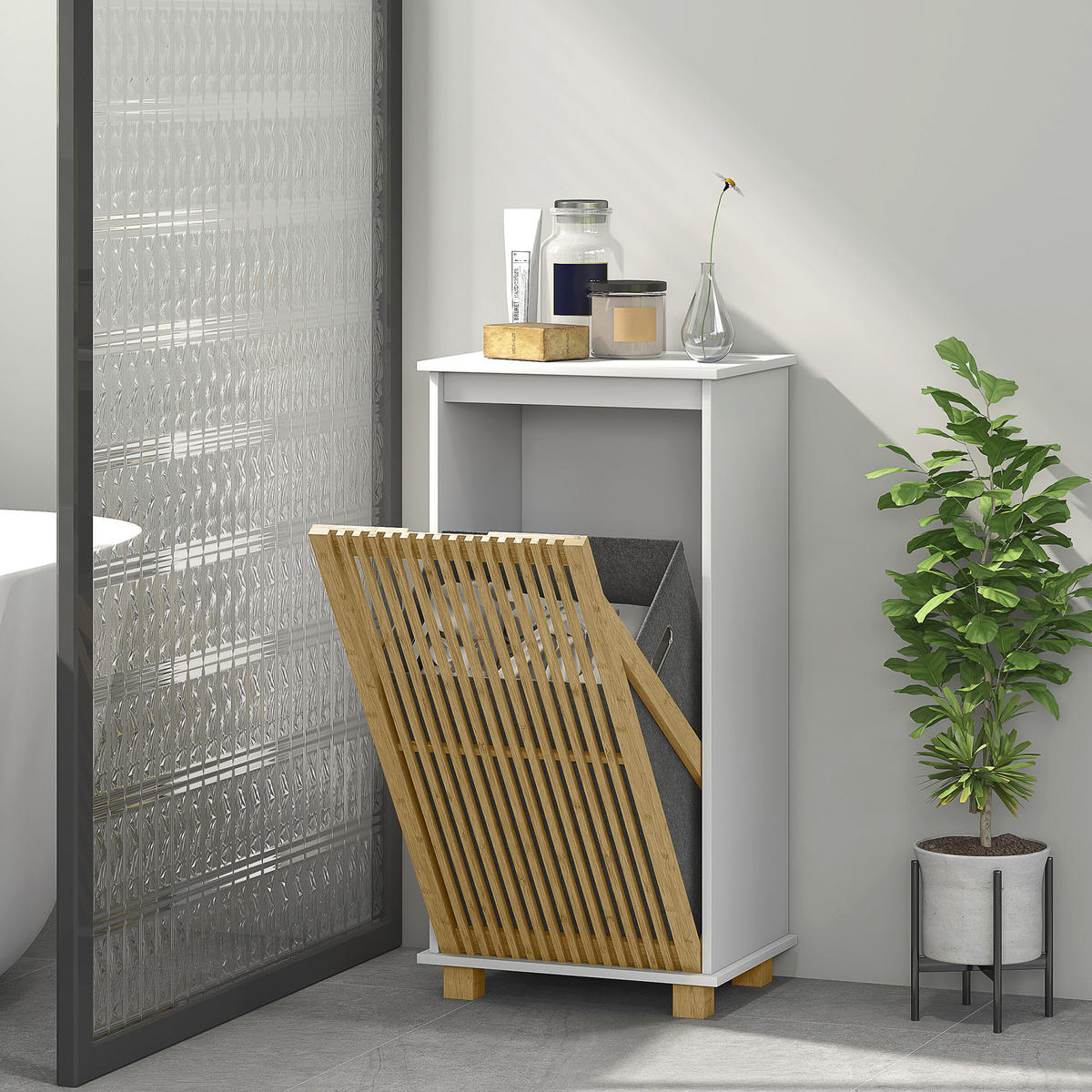 MIDISCHRANK DE-17331 Weiß & Natur - Weiß, Holzwerkstoff (30/80/40cm) - ComfortXL