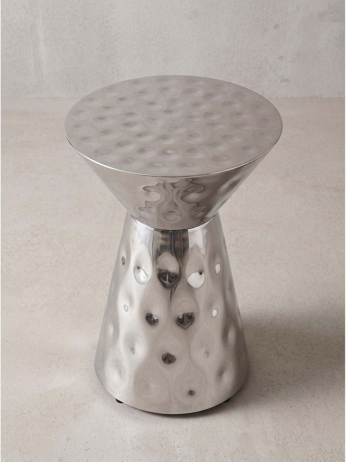 BEISTELLTISCH MAYENNE, Aluminium, handgefertigt, Silber, Ø 36 x 51 cm - Silberfarben, Metall (36/36/51cm) - KADIMA DESIGN