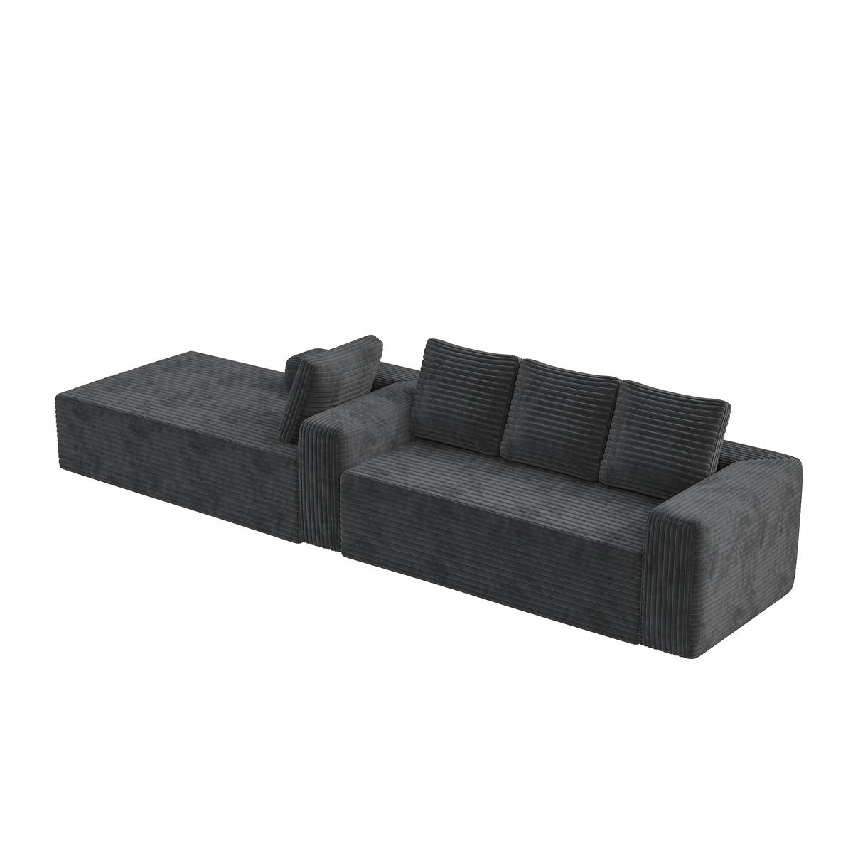 ECKSOFA Cloud L-Form mit rechter Chaise, DE-42592, Grau - Grau, Textil (261/168cm)