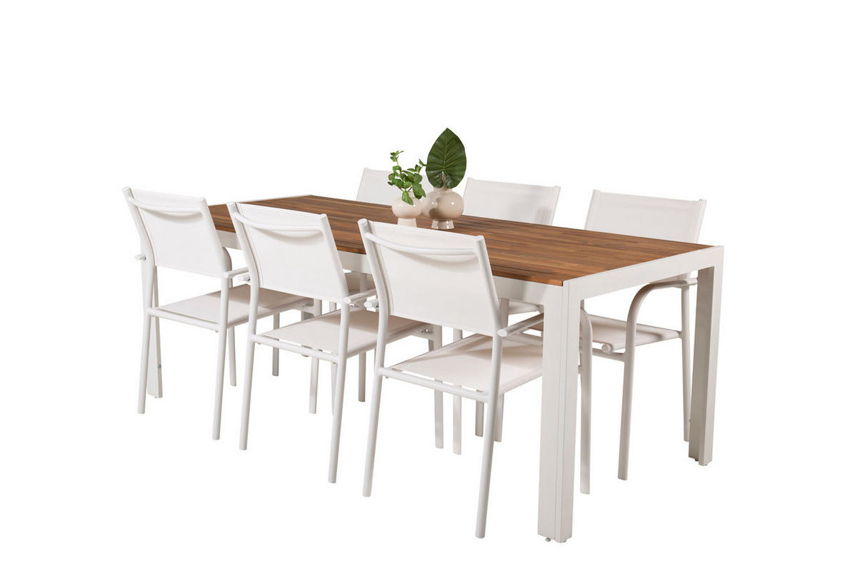 GARTENTISCHGRUPPE Weiß - Weiß, Holzwerkstoff - ebuy24