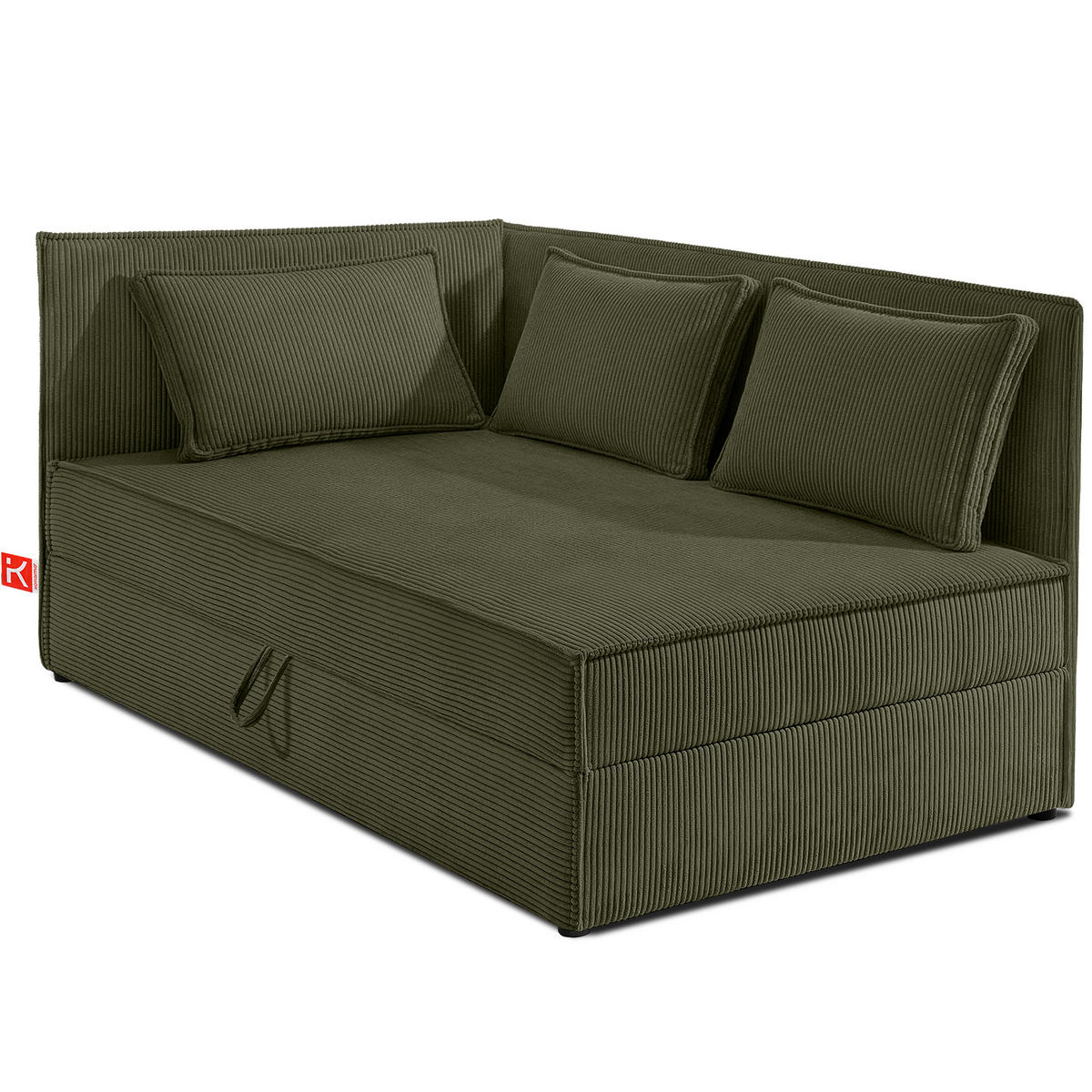 JUGENDBETT ROTI Einzelbett mit Bettkasten, 90x200cm, Bett mit Bonellmatratze, mit Rückenlehne - Schwarz/Olivgrün, Holz/Holzwerkstoff (92/200cm) - KONSIMO®