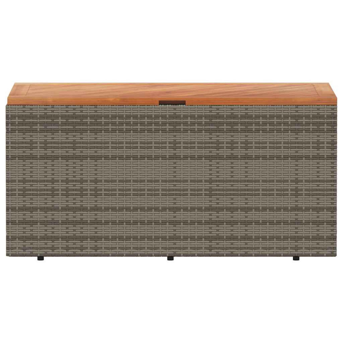 GARTENTRUHE Grau 110x50x54 cm Poly Rattan Akazienholz - Grau, Kunststoff (110/54/50cm) - furnicato