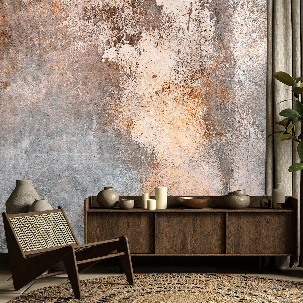 FOTOTAPETE für Wohnzimmer Beton Abstraktion 350x256 - Beige/Orange, Papier (350/256cm) - Muralo