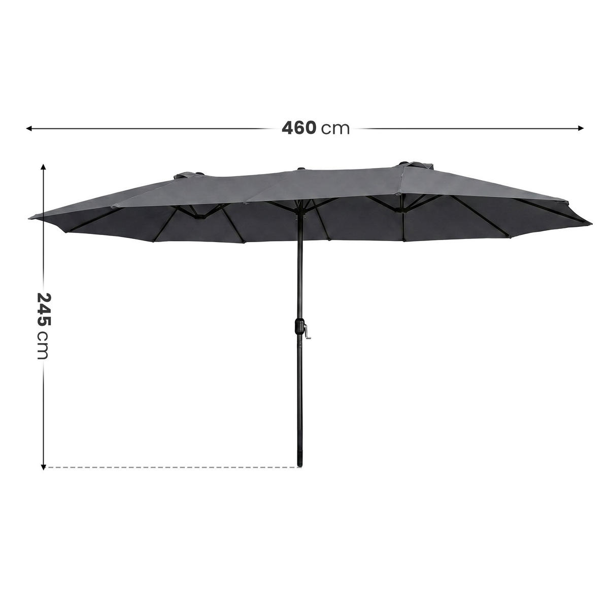 SONNENSCHRIM Grau 245/460 cm - Schwarz/Grau, Metall (460/270cm) - Akord