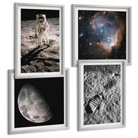 BILDER SET 4er Set - 50x50 cm & 40x60 cm Silberner Rahmen - Astronautenfoto vom Mond - Silberfarben, Kunststoff (50/50cm) - TULUP