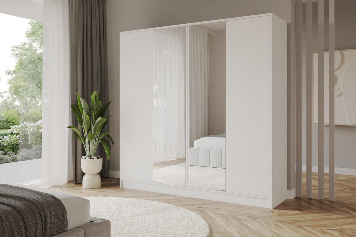 KLEIDERSCHRANK - LUSSO - 200 - Weiß - Goldfarben/Weiß, Holzwerkstoff (200/200/51cm) - ALTDECOR