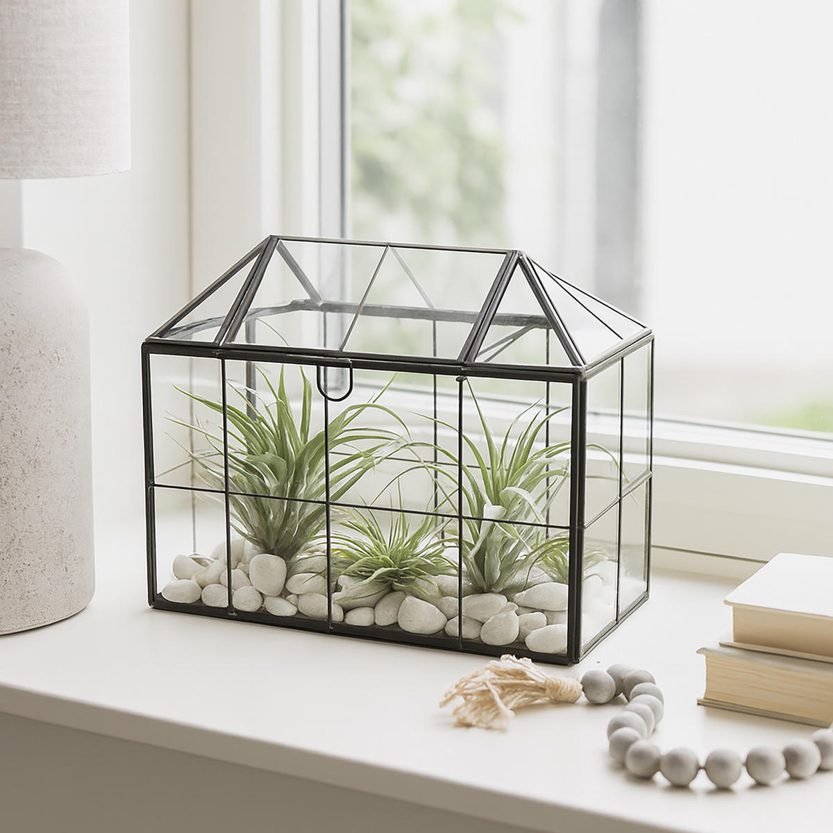RASTLINNÉ skleníky - priehľadné, kov/sklo (20cm) - Relaxdays