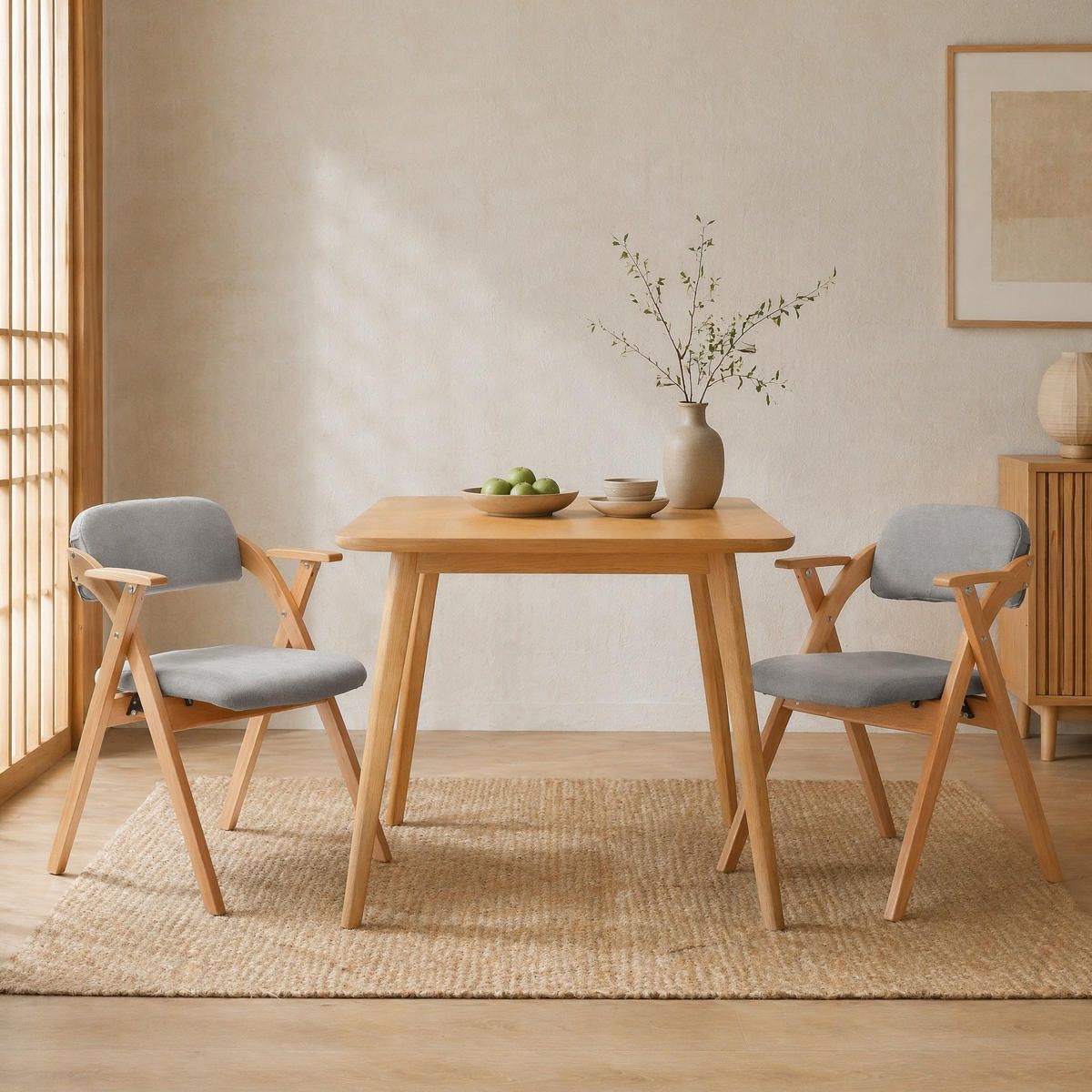 KLAPPSTUHL mit Armlehnen 2er-Set Buchenholz Grau - Grau, Holz (60/79/52.5cm) - Meubliv