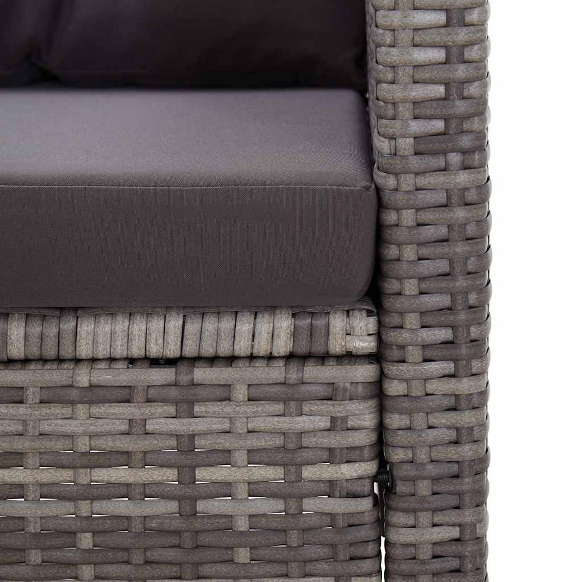 LOUNGESOFA mit Dunkelgrau Kissen und Armlehnen, 124/68/77 cm, aus Poly Rattan, Grau - Dunkelgrau, Naturmaterialien/Textil (68/77/124cm) - vidaXL