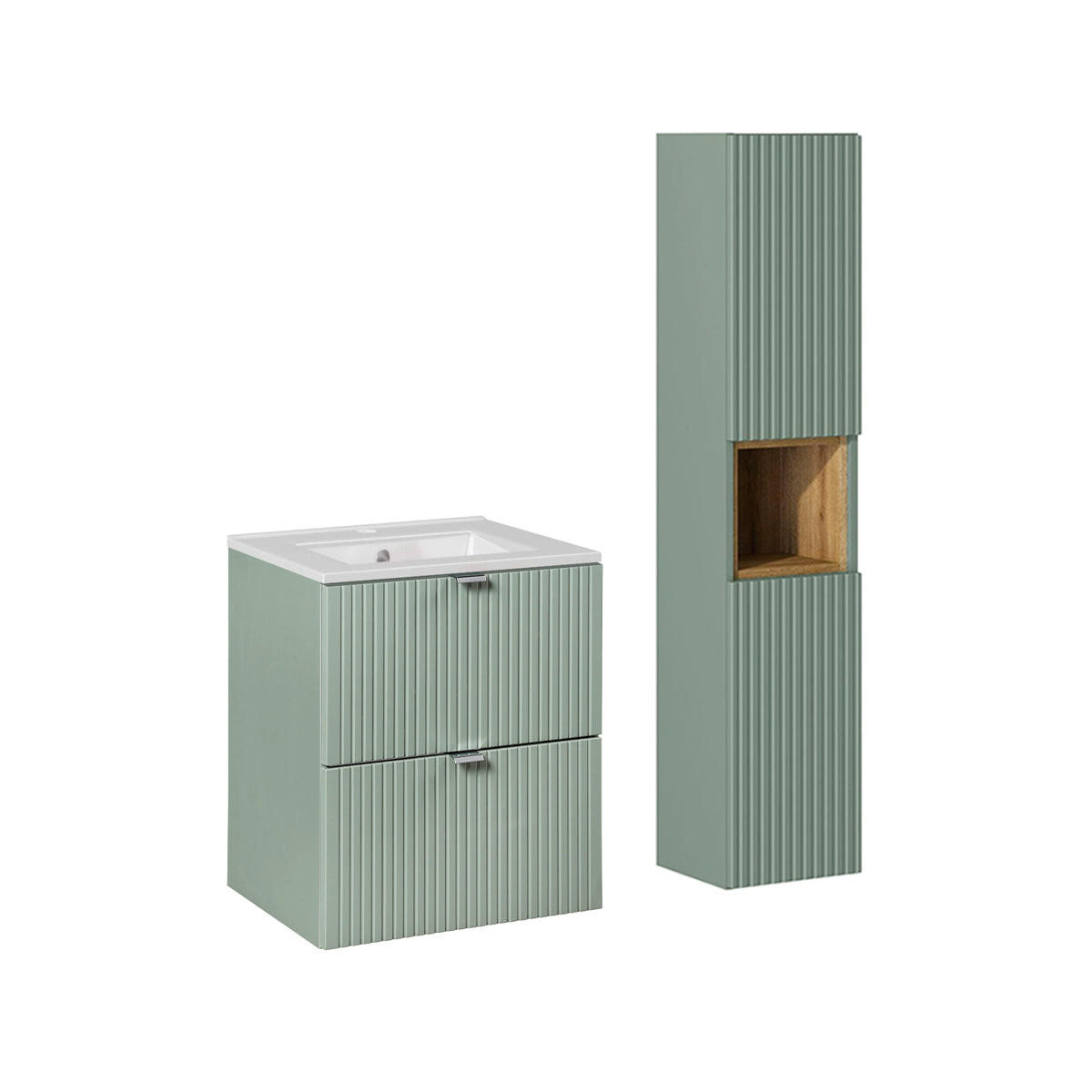 BADMÖBEL 50cm Jade 2er-Set Grün - Grün, Holzwerkstoff (50/57/40cm) - Petits-meubles