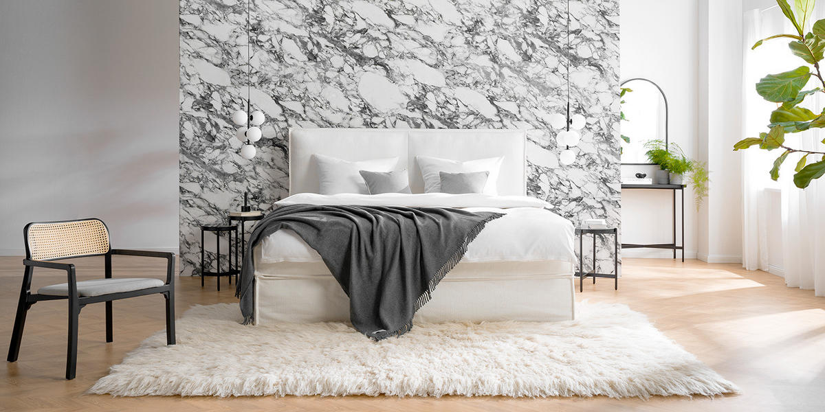 BOXSPRINGBETT mit Kopfteil - Premium - Weiß, Textil (200/200cm) - home24