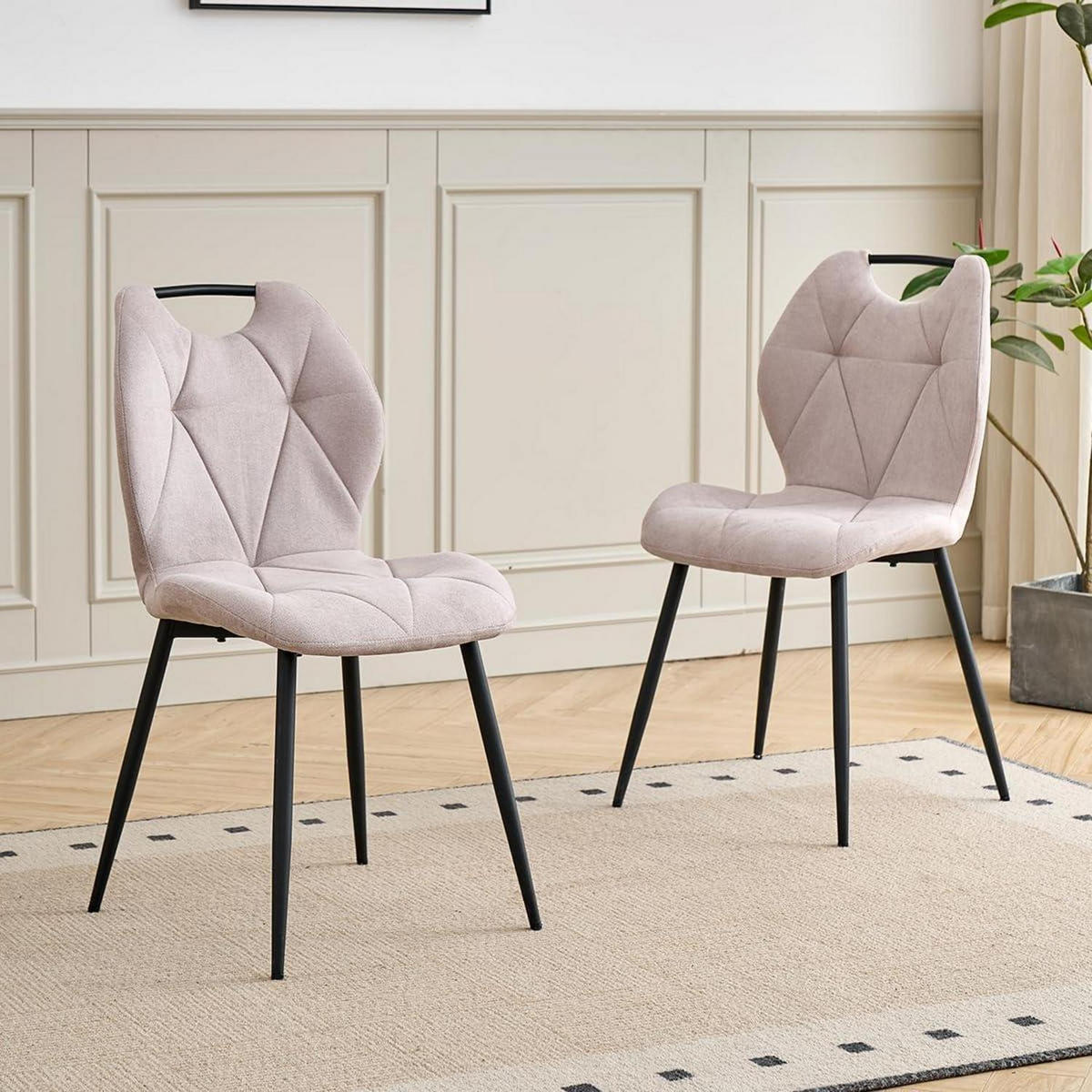 ESSZIMMERSTUHL 2er-Set Stoff Beige mit Griffen - Beige, Textil (44/86/48cm)