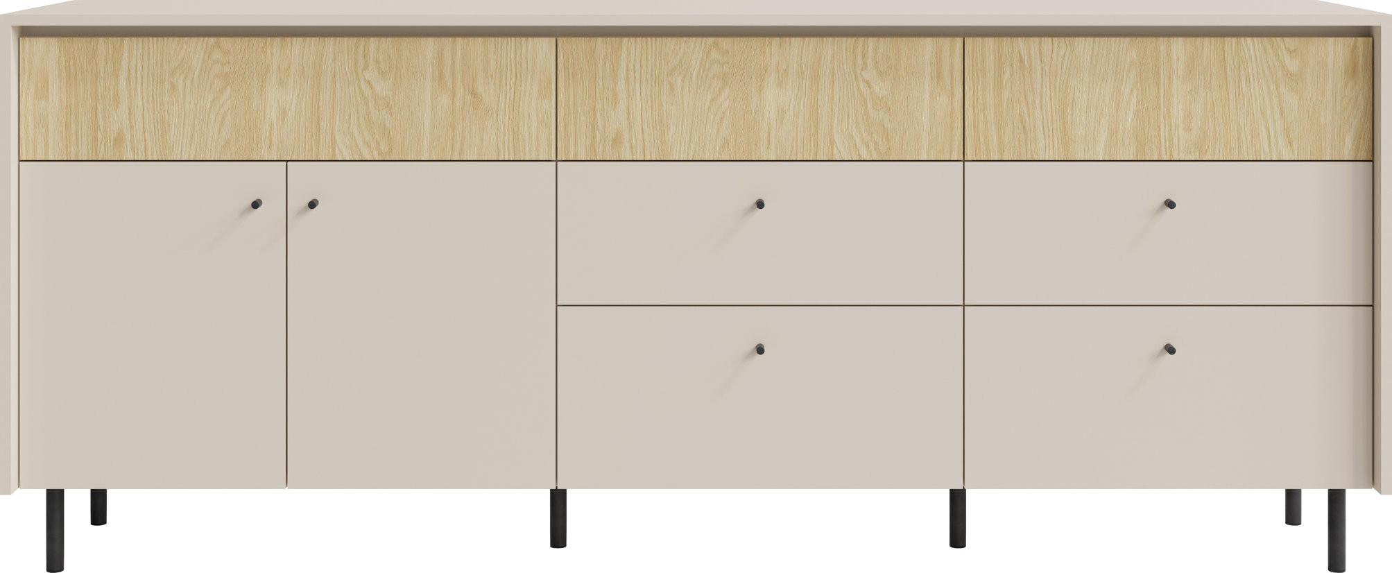 KOMMODE NUVOLA 203,5/84,5/42cm mit 4 Schubladen 2 Türen Beige - Beige, Holzwerkstoff (203.5/84.5/42cm) - MASSENO