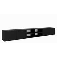 TV-LOWBOARD Schwarz NIKOL Gefräste Fronten Regale 300 cm - Schwarz, Holzwerkstoff (300/41/40cm) - Sepro Meble
