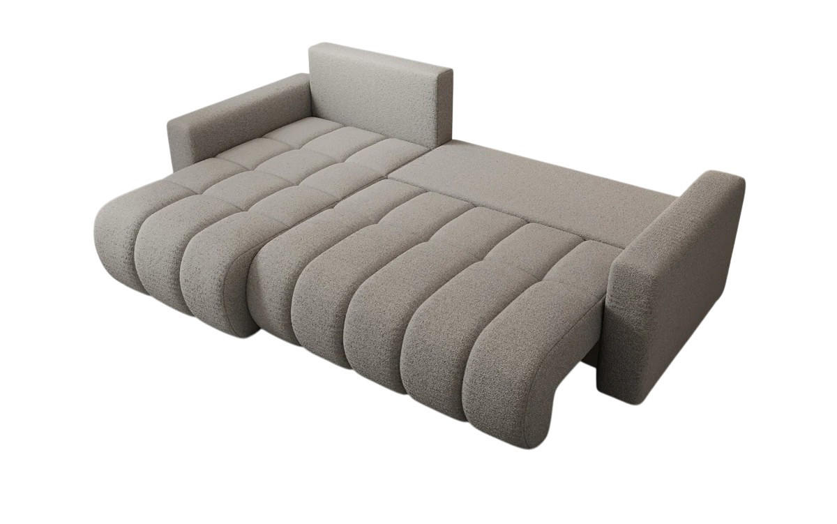 ECKSOFA GERRO Schlaffunktion Bettkasten Universal Boucle Grau - Grau, Textil (237/142cm) - Luxkor24