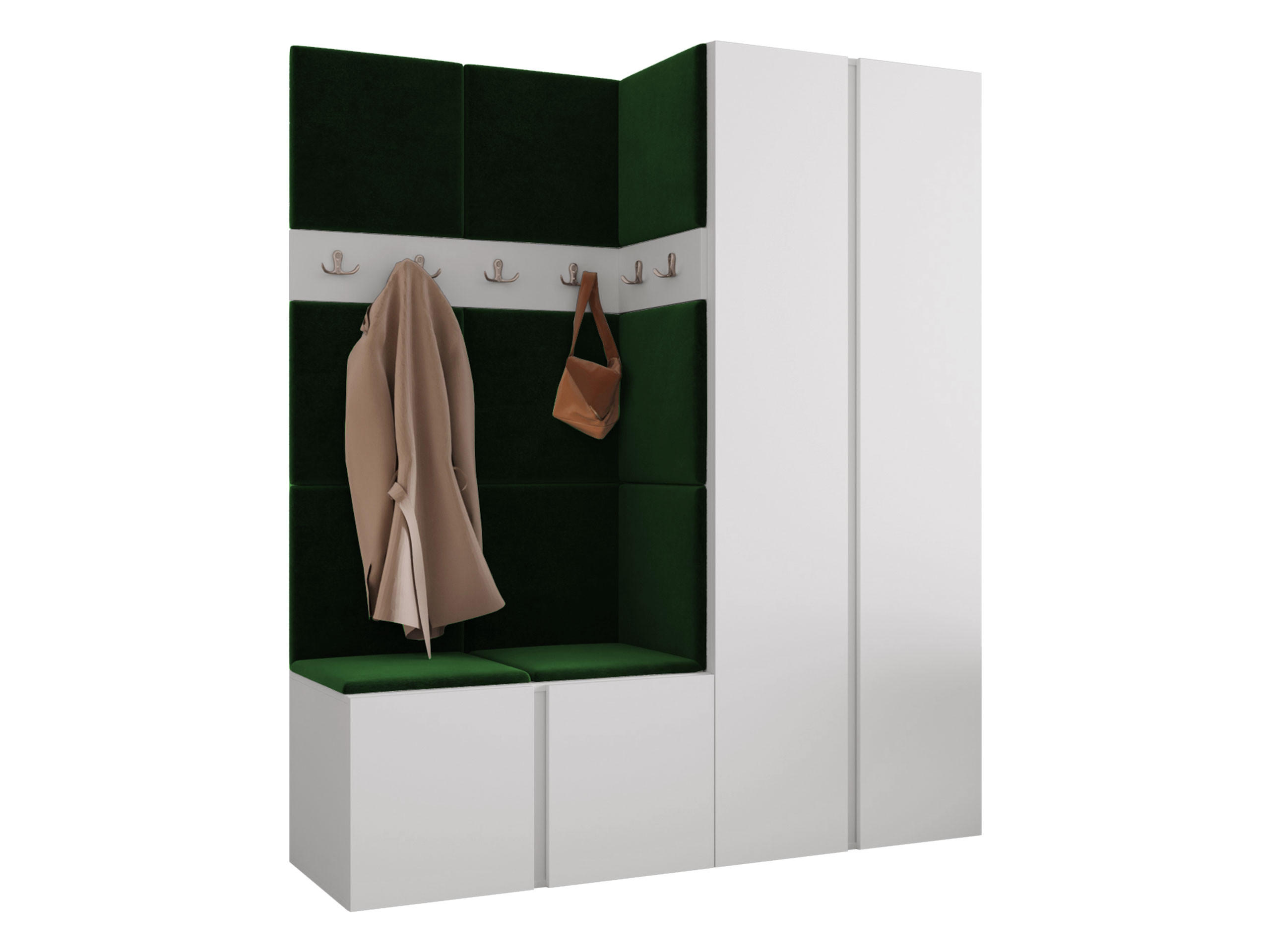 GARDEROBEN-SET Orion III - Weiß/Grün, Holzwerkstoff/Kunststoff (158/186/46cm) - MIRJAN24