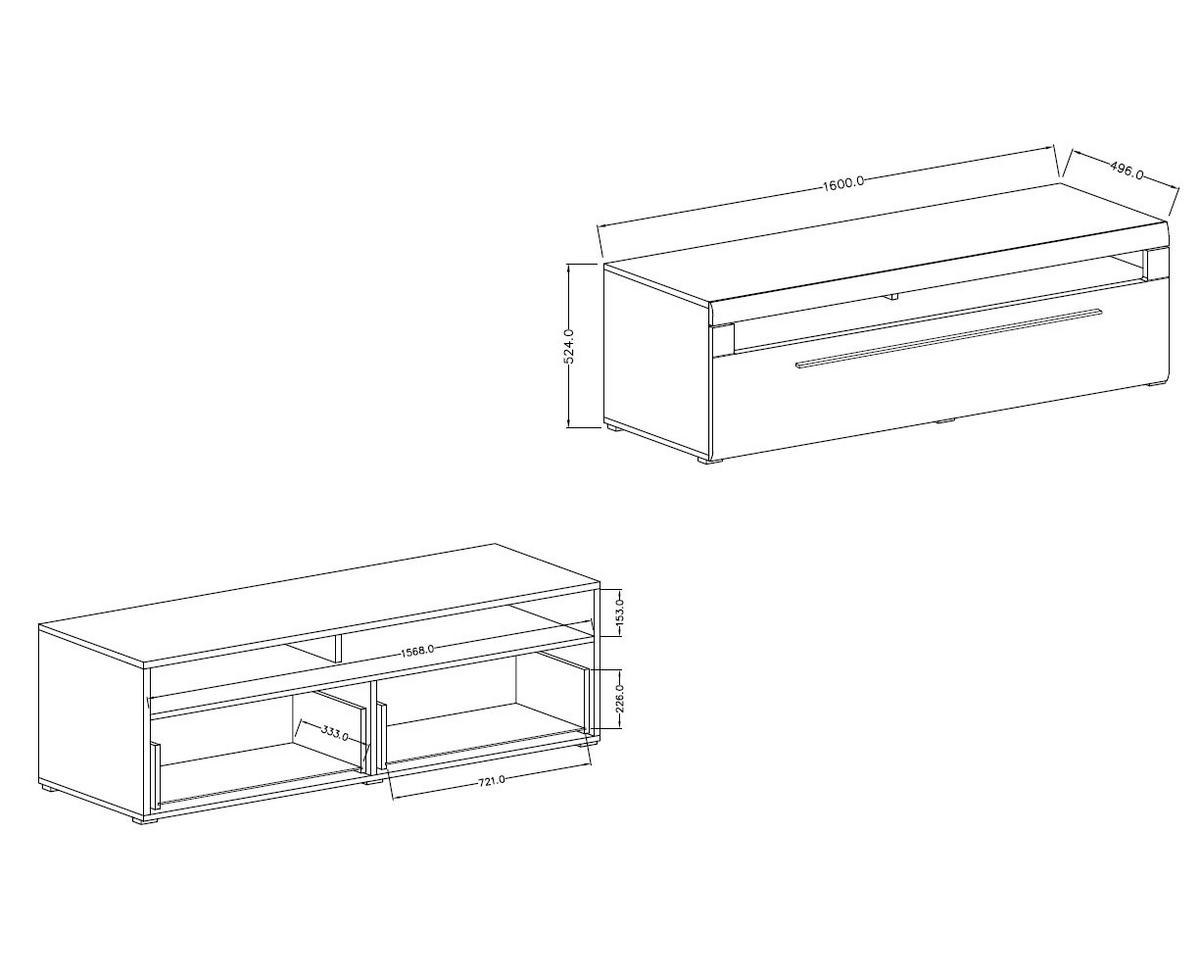 LOWBOARD Toro Eiche Grandson 160 / 50 / 52cm - Braun, Holz/Holzwerkstoff (160/52/50cm) - Feldmann-Wohnen