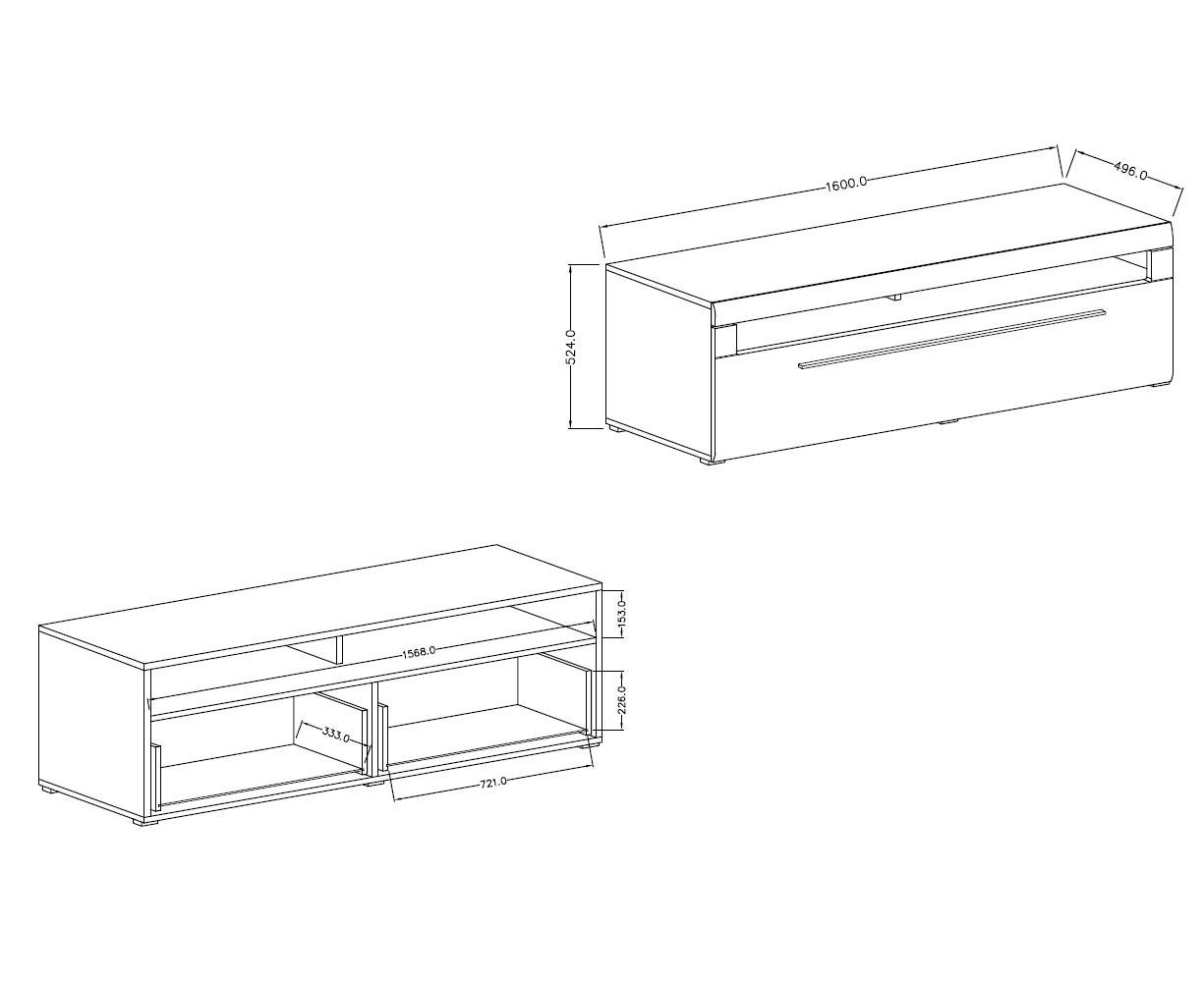 Thumbnail - Feldmann-Wohnen Lowboard, Braun, Holz, 2 Fächer, 1 Schubladen, Rechteckig, 160x52x50 cm, Wohnzimmer, Wohnwände, Lowboard...