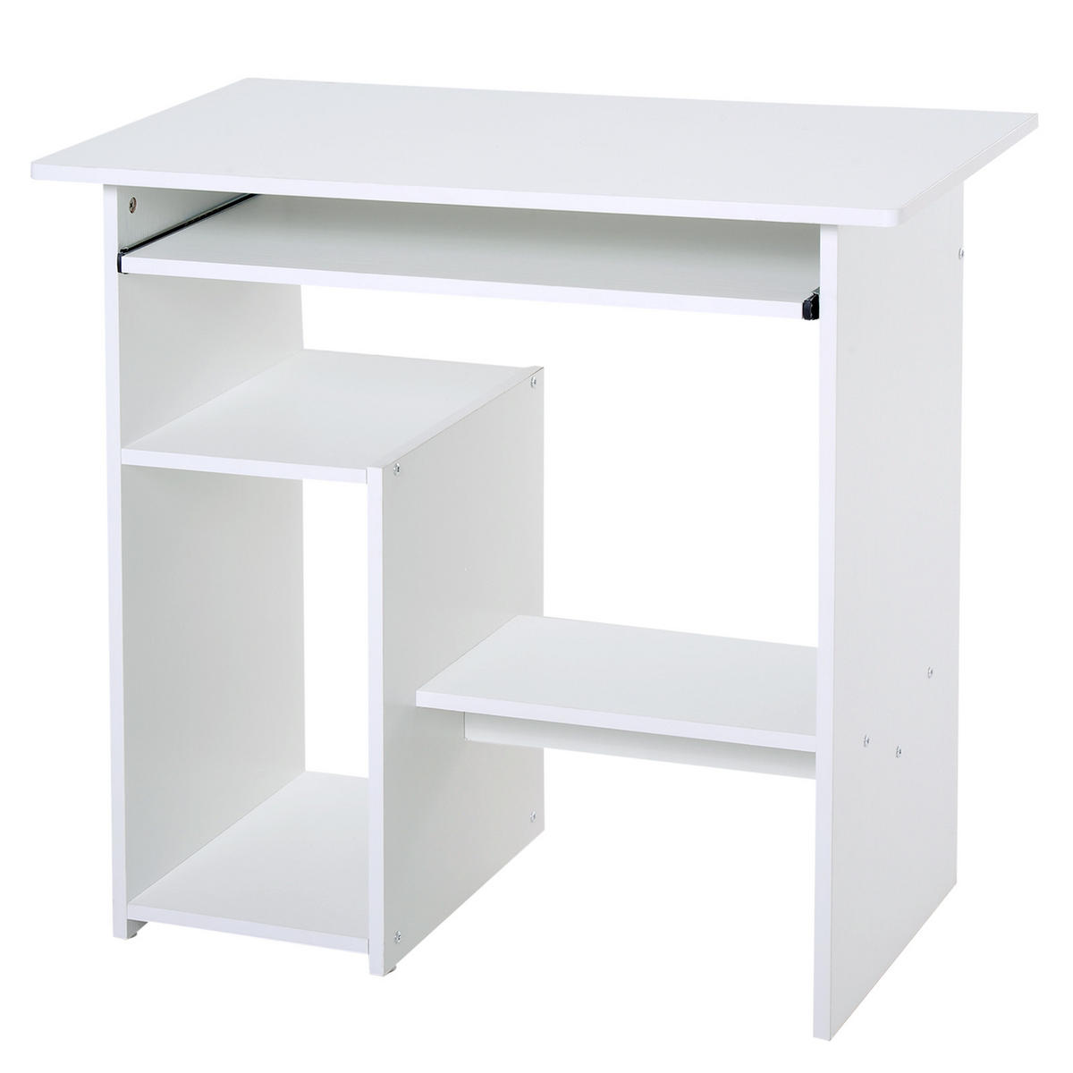 SCHREIBTISCH Weiß mit Tastaturauszug und Regalfächern 80/45/75 cm - Weiß, Holzwerkstoff (45/80/75cm) - PANGIVO