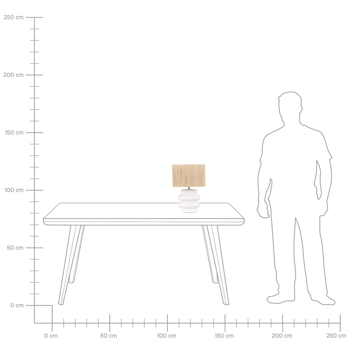 TISCHLEUCHTE Weiß/Heller Holzfarbton Judy - Hellbraun/Weiß, Keramik (28/28/42cm) - Beliani