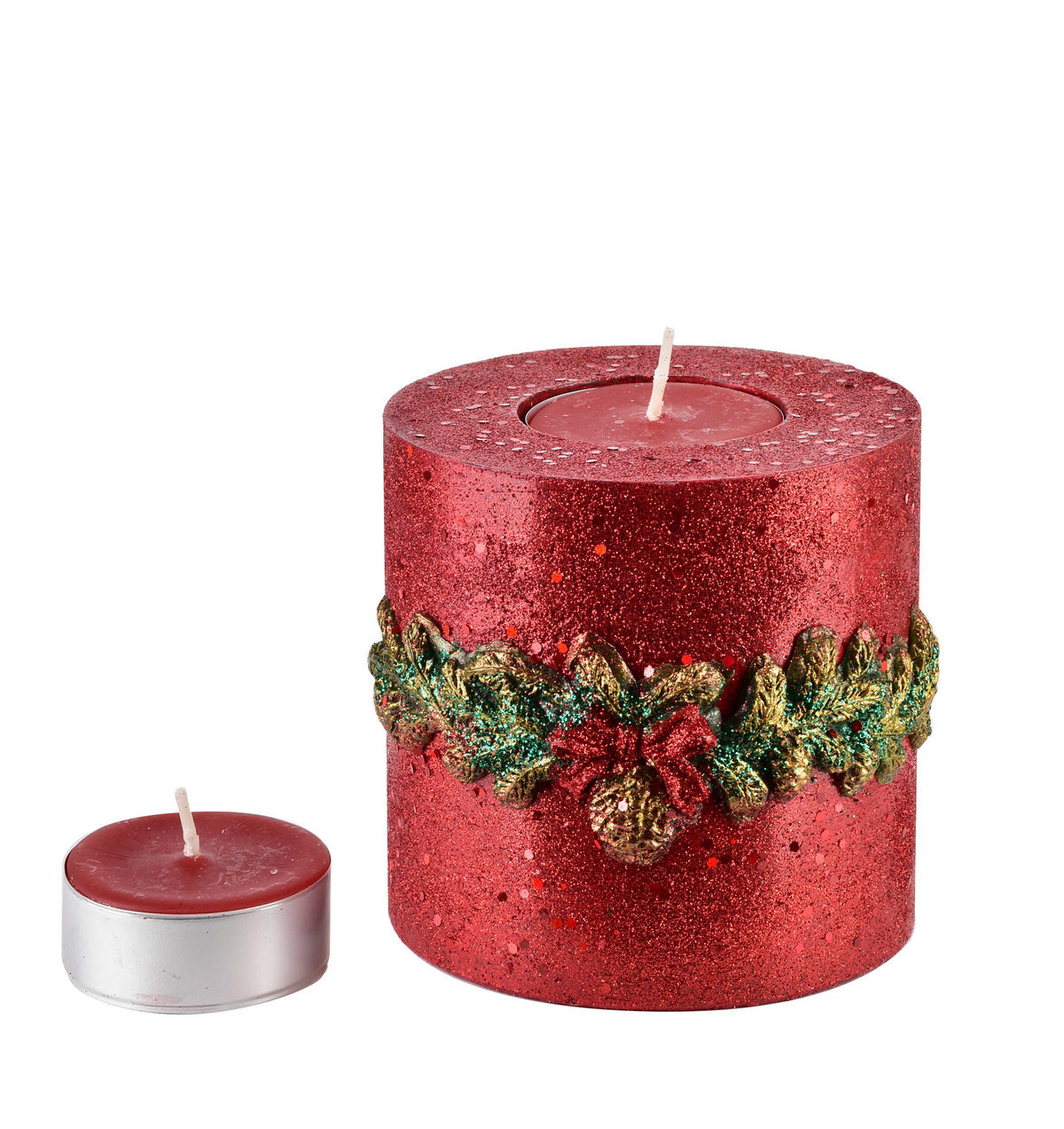 KERZE Wianek Rot 12/12/12 cm Naturmaterial - Rot, Naturmaterialien (12cm) - Mondex