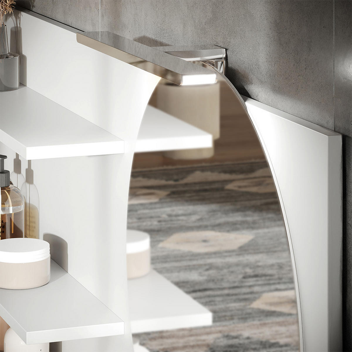 BADSPIEGELSCHRANK Avena Weiß 120 x 50 cm mit 3 offenen Fächern - Weiß, Holzwerkstoff (120/50/13.5cm) - Vicco