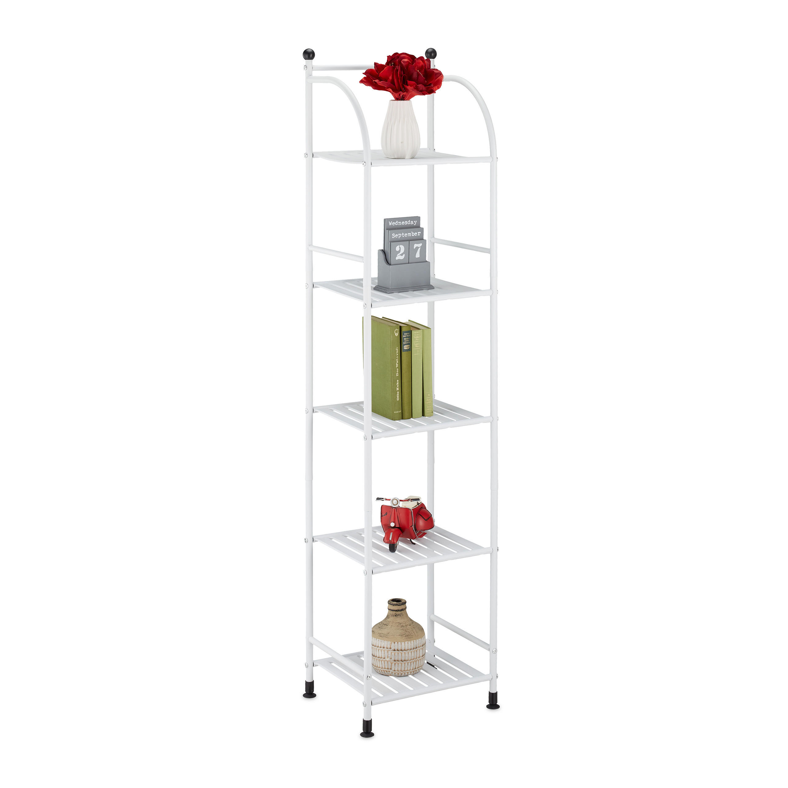 STANDREGAL - Weiß, Metall (33/145/28cm) - Relaxdays