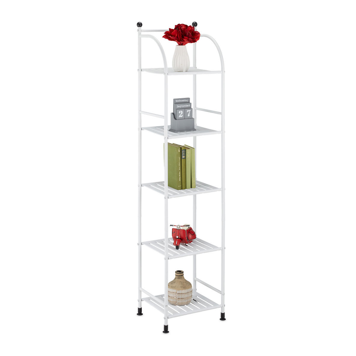 STANDREGAL - Weiß, Metall (33/145/28cm) - Relaxdays