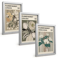 BILDER SET 3er Set - 20x30 cm Silberner Rahmen - Blumenmessen London Chicago Hongkong - Silberfarben, Kunststoff (20/30cm) - TULUP