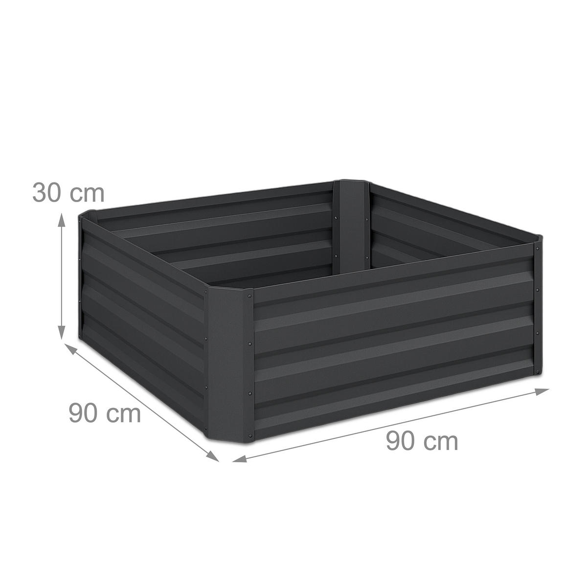 HOCHBEET - Anthrazit, Metall (90/30/90cm) - Relaxdays