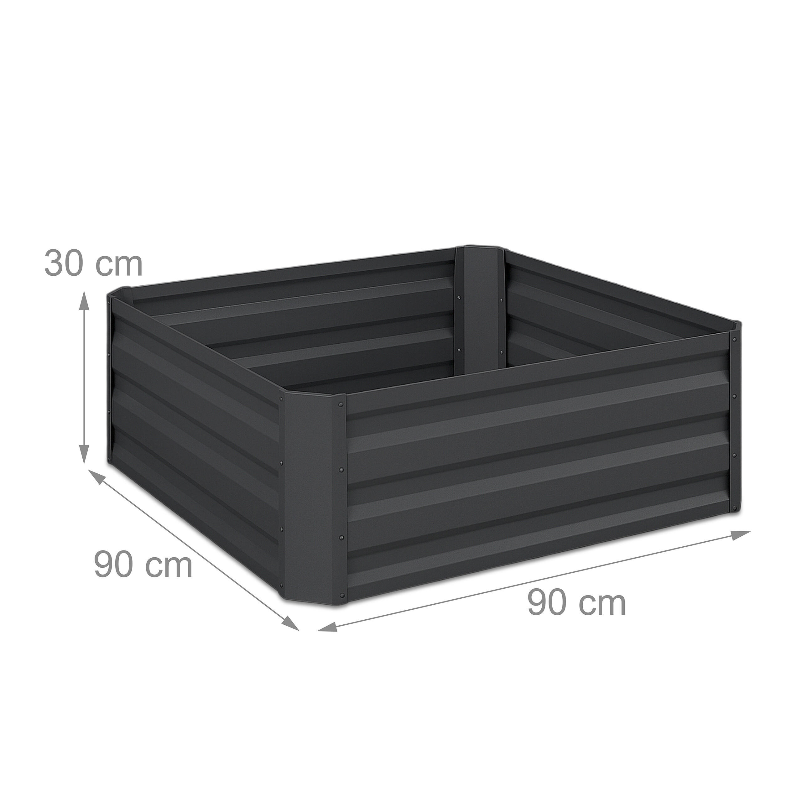 Thumbnail - Relaxdays Hochbeet, Anthrazit, Metall, 90x30x90 cm, Gartenzubehör, Hochbeete