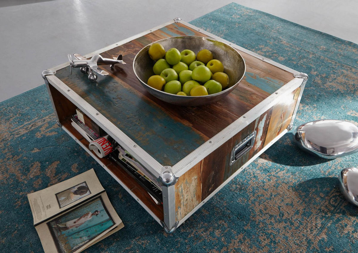 COUCHTISCH Altholz 80x80x42 mehrfarbig lackiert INDUSTRIAL #101 - Multicolor, Holzwerkstoff (80/80/42cm) - Massivmoebel24