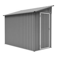 GERÄTEHAUS Metall-Anlehn-Geräteschuppen rostbeständig, wetterfest - Grau, Metall (242/111cm)