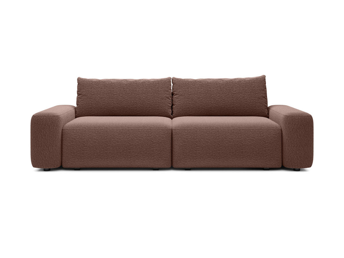 BETTSOFA RUOTA Braun Bucle-Stoff mit Schlaffunktion - Braun, Textil (105/87/257cm) - MASSENO