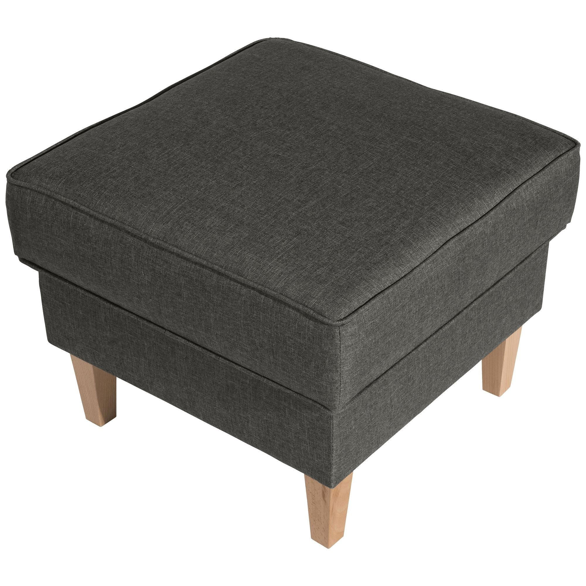 HOCKER Karlen Bezug Flachgewebe Buche natur / anthrazit - Anthrazit/Buchefarben, Kunststoff (53/45/53cm) - 58aufmkessel