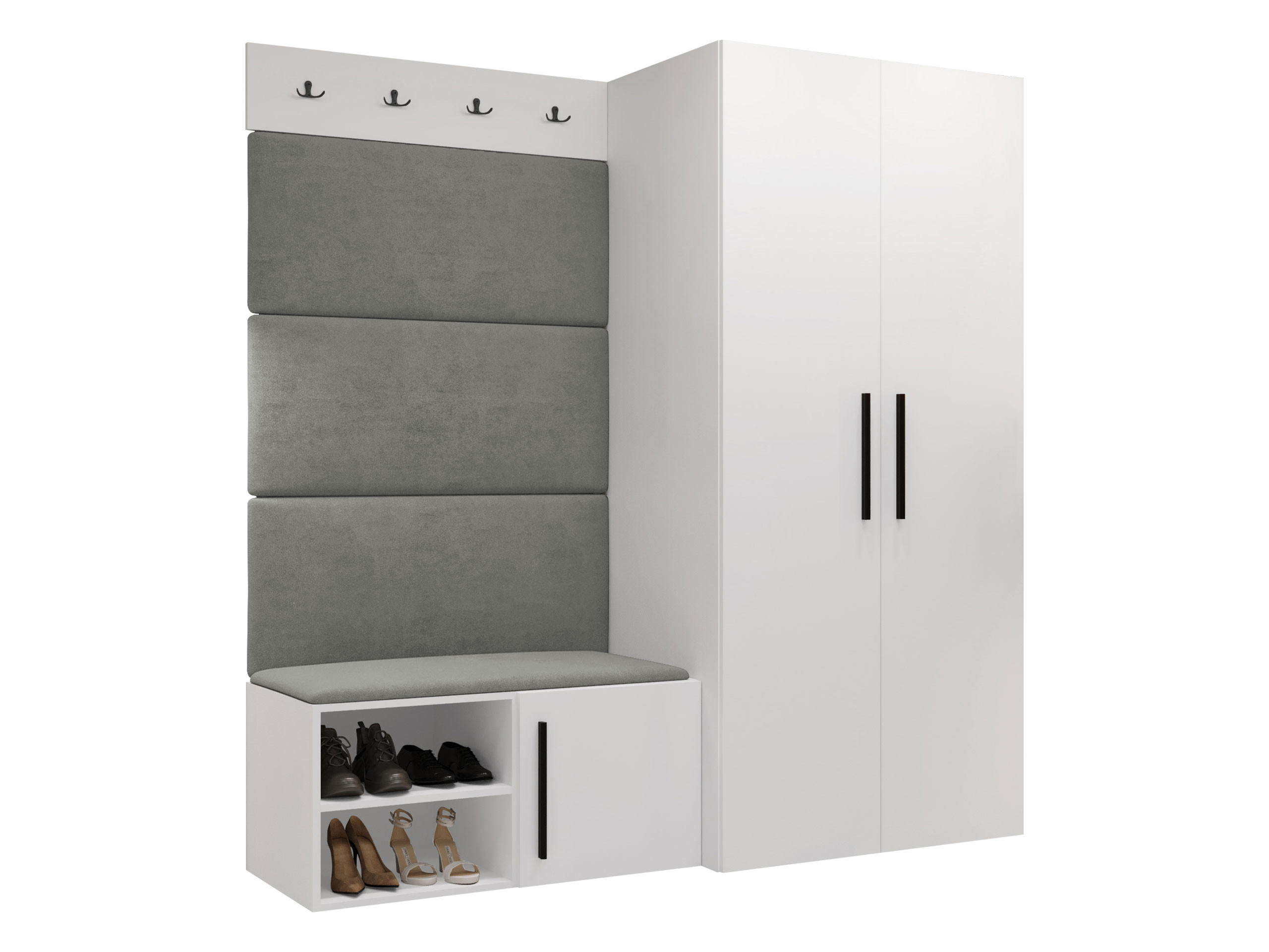 GARDEROBEN-SET Medi I - Schwarz/Weiß, Holzwerkstoff/Kunststoff (80/191/50cm) - MIRJAN24
