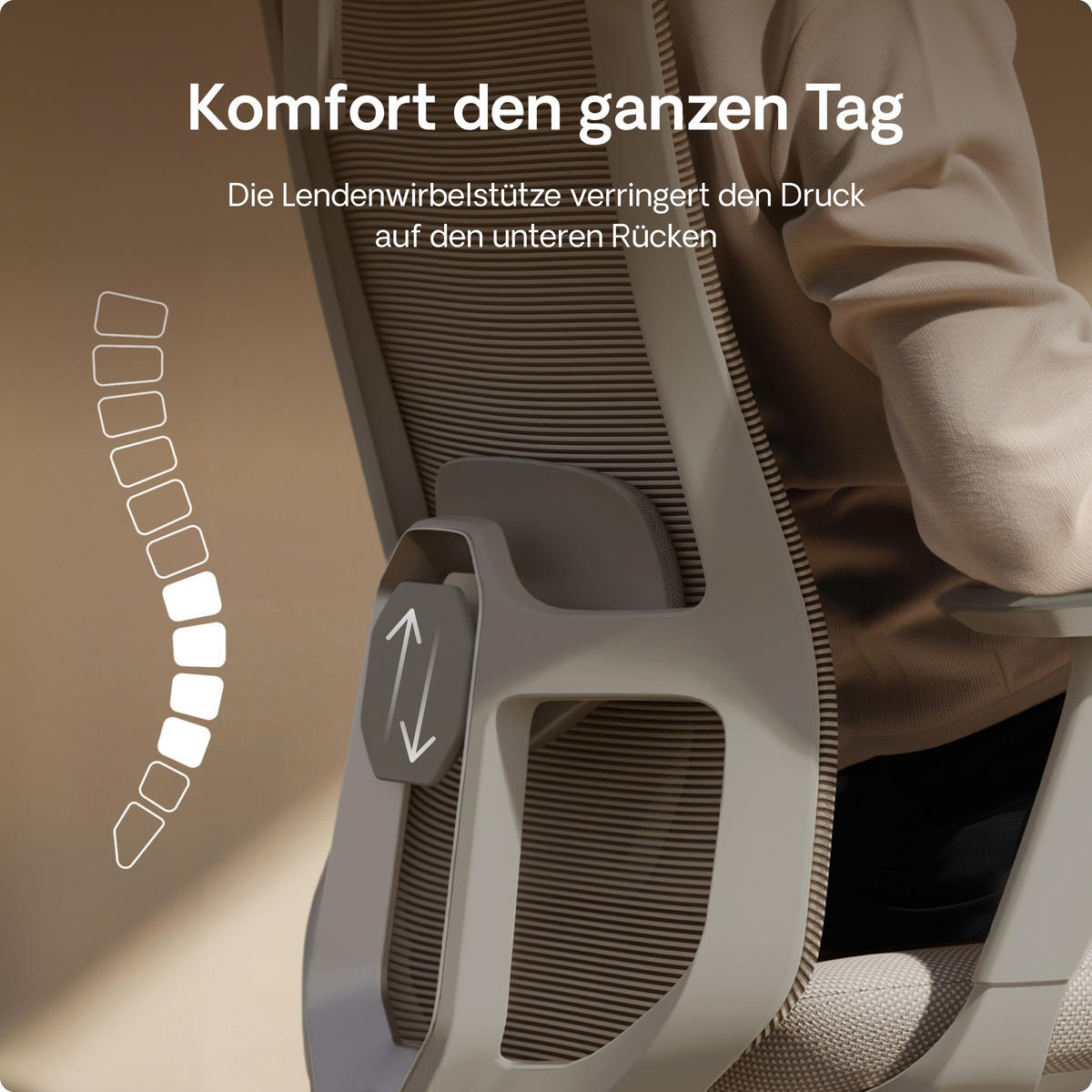 BÜROSTUHL Verstellbarer Ergonomischer SitOne Grau 4-Dimensional Armlehne, Integrierte 4-Wege-Lendenwirbelstütze - Grau, Kunststoff (60/125/68cm) - Desktronic