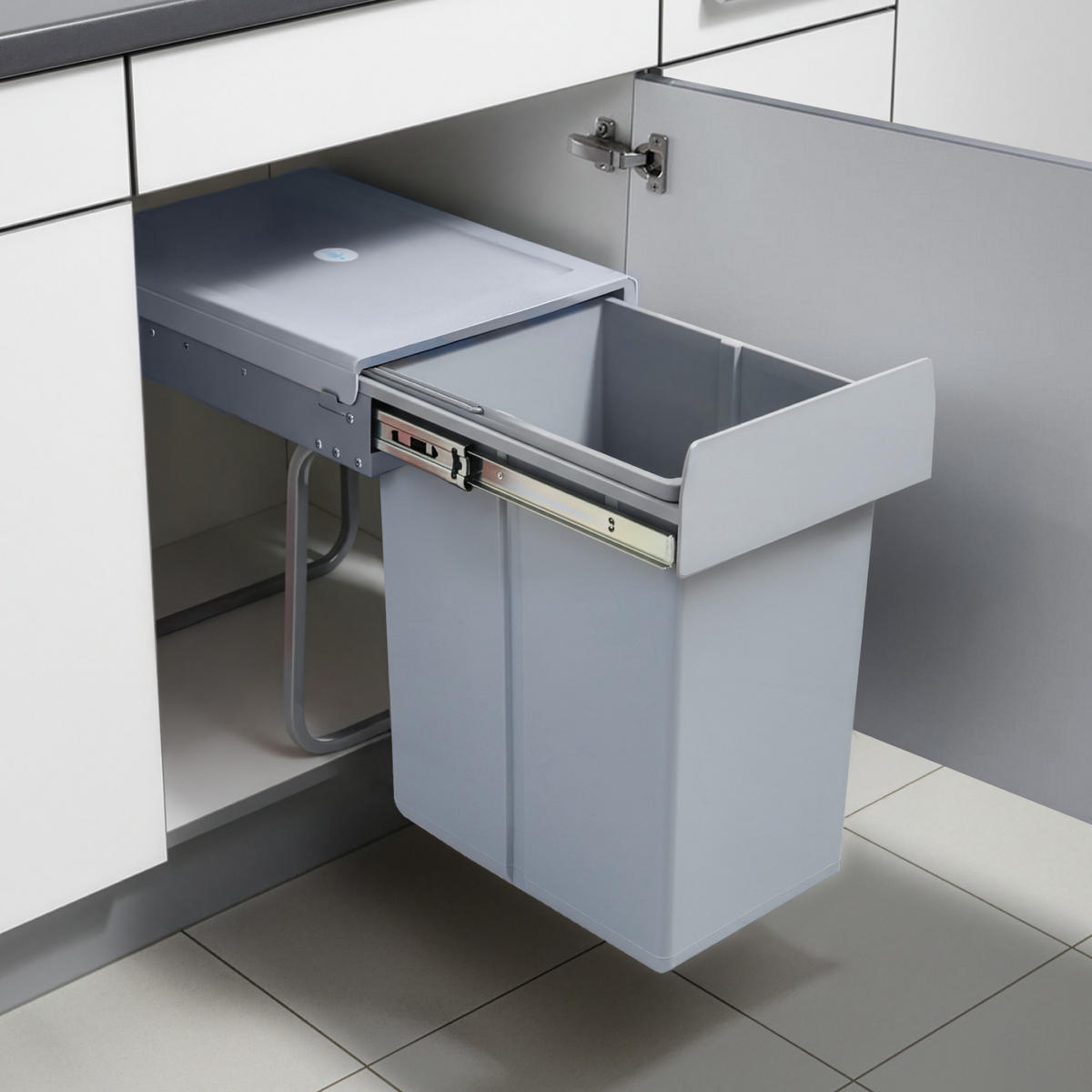 VESTAVĚNÝ KOŠ NA ODPAD Froland - šedá, kov/plast (34/42/26cm) - [en.casa]