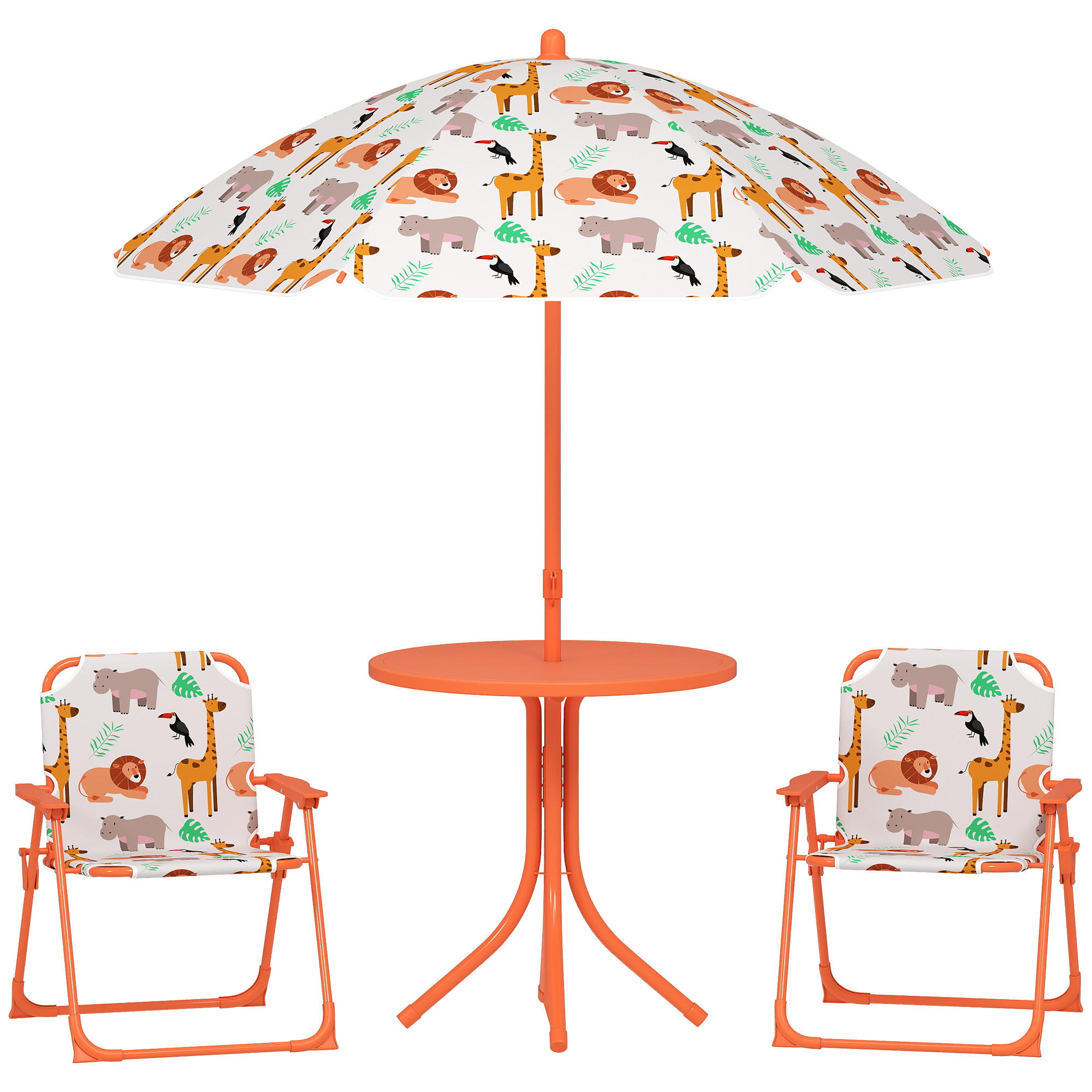 KINDERSITZGRUPPE DE-17559 Tiermotiv mit Sonnenschirm Orange - Orange, Kunststoff (49.5/50/49.5cm) - ComfortXL