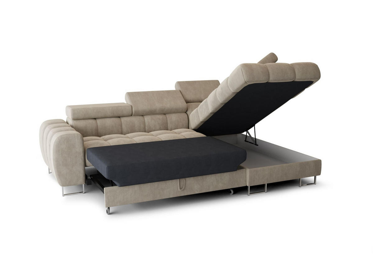 ECKSOFA Bastien Mit Schlaffunktion - Hellgrau, Holzwerkstoff/Textil (260/170cm) - Fun Möbel