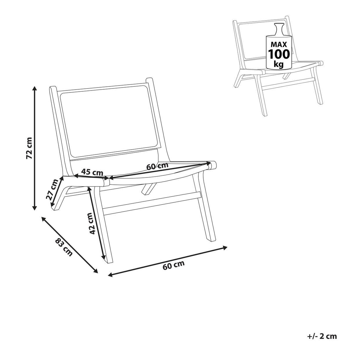 HOLZSTUHL Rattangeflecht Natürlich Middletown - Naturfarben, Holz (60/72/83cm) - Beliani