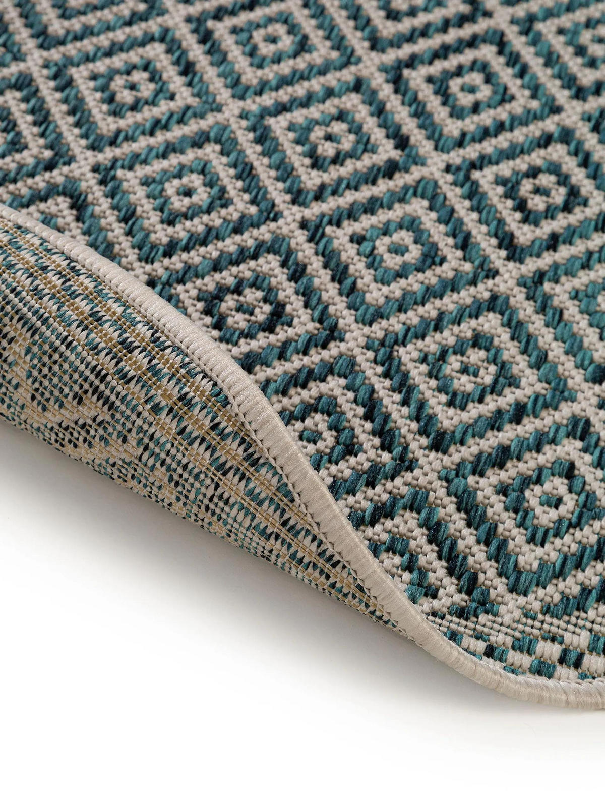 OUTDOORTEPPICH rund Cleo Blau ø 120 cm rund - Blau, Textil (120/120cm) - benuta Nest