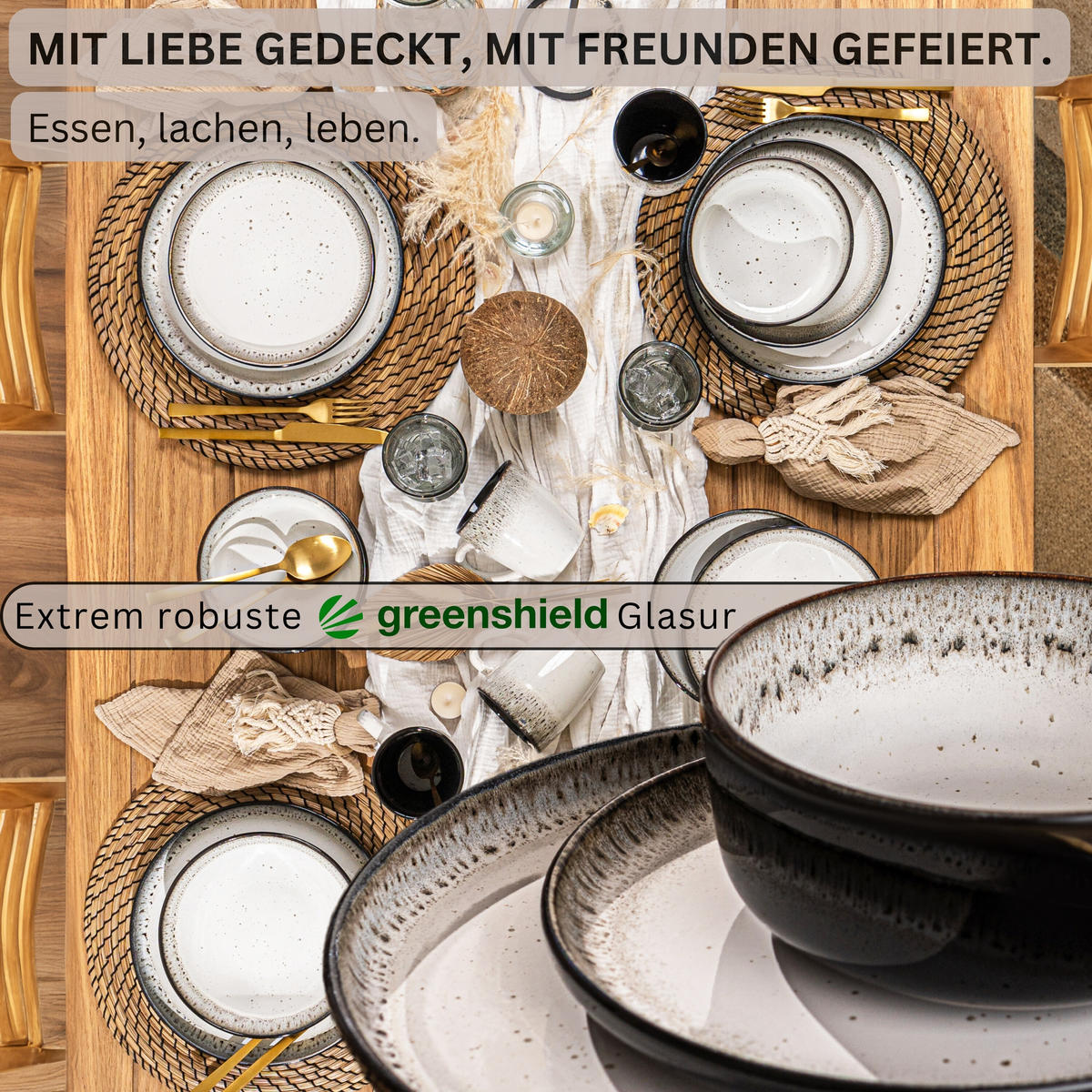KOMBISERVICE SANSIBAR - 30-teilig aus Steingut - Schwarz, Keramik (44/45/54cm) - Sänger